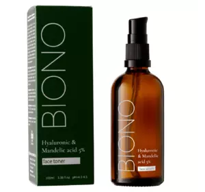 Тонер для обличчя з гіалуроновою та мигдальною кислотою 5% Biono "Hyaluronic & Mandelic Acid"